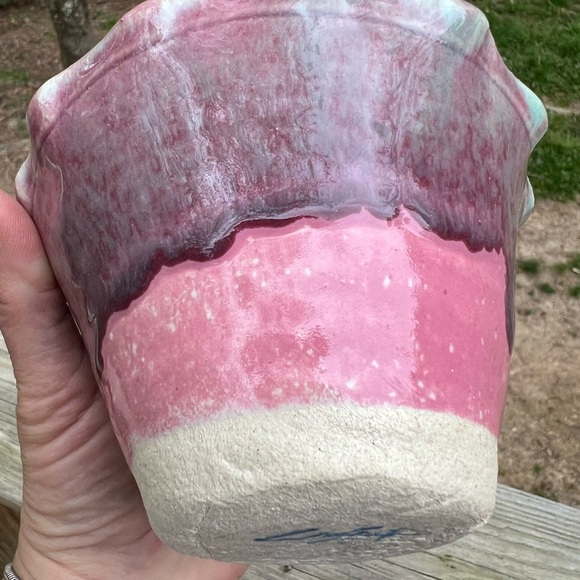 Pink Multi Color Pottery Bowl by a local artist - Picture 6 of 9